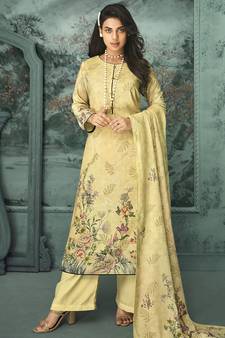 Yellow digital print velvet salwar