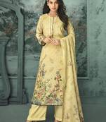 Yellow digital print velvet salwar