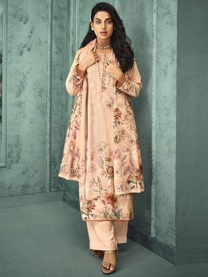 Peach digital print velvet salwar 1