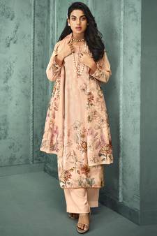 Peach digital print velvet salwar
