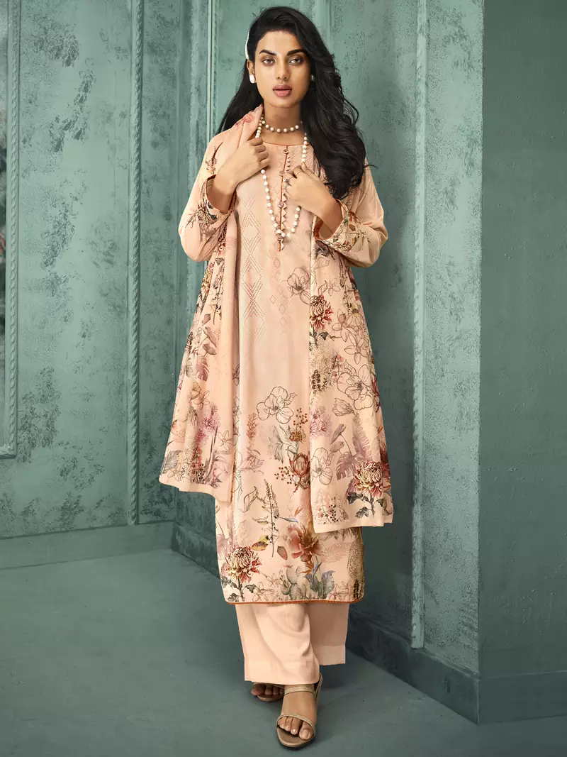 Peach digital print velvet salwar