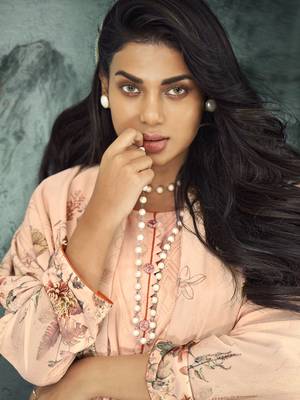 Peach digital print velvet salwar 2