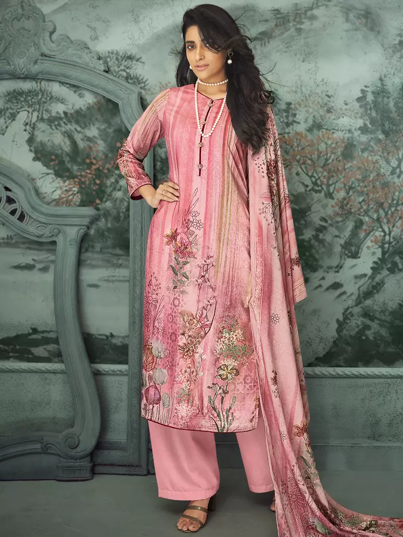 Pink digital print velvet salwar