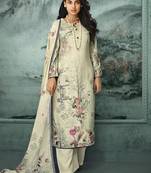Cream digital print velvet salwar