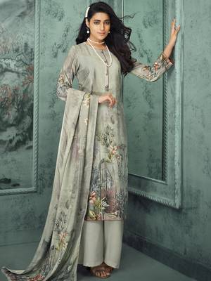 Grey digital print velvet salwar 1