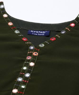 Olive green Georgatte Mirror & Embroidered work kurta with sharara 7