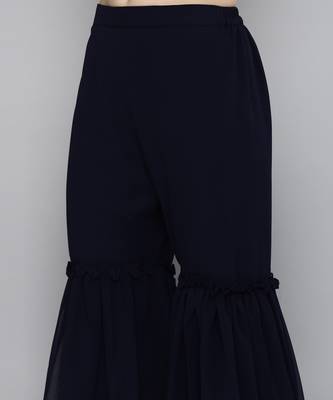 Navy blue Georgatte Mirror & Embroidered work kurta with sharara 4