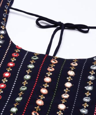 Navy blue Georgatte Mirror & Embroidered work kurta with sharara 7