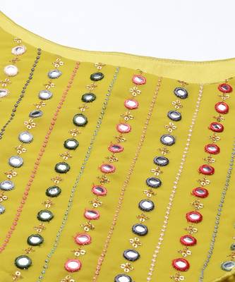 Lime yellow Georgatte Mirror & Embroidered work kurta with sharara 7