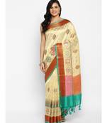 yellow dupion silk woven saree with blouse