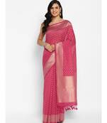 pink cotton silk woven saree with blouse