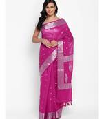 pink banarasi silk woven saree with blouse