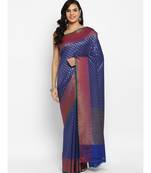 blue katan silk woven saree with blouse