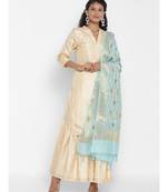 Blue Cotton Silk Banarasi  printed  dupatta