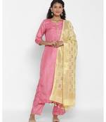 Yellow Cotton Silk Banarasi  printed  dupatta