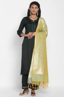 Grey Silk Blend Banarasi  printed  dupatta