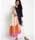 Beige Munga Silk Banarasi  printed  dupatta