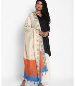 Beige Munga Silk Banarasi  printed  dupatta