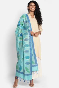 Blue Munga Silk Banarasi  printed 5 dupatta