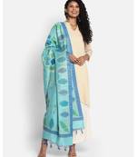 Blue Munga Silk Banarasi  printed 5 dupatta