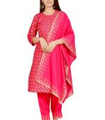 GRACA Rayon Printed Kurti with Pant and Dupatta Set