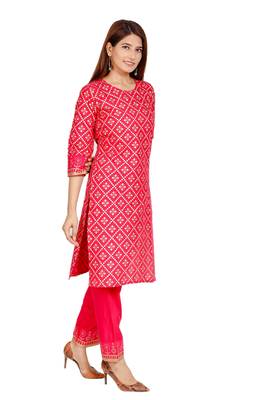 GRACA Rayon Printed Kurti with Pant and Dupatta Set 4