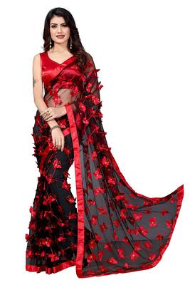 Women's Net Embroidered Saree Titli 1