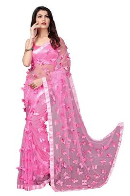 Women's Net Embroidered Saree Titli 1