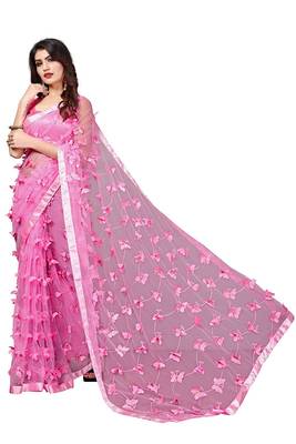 Women's Net Embroidered Saree Titli 4