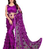 Women's Net Embroidered Saree Titli Purple