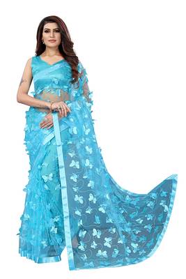 Women's Net Embroidered Saree Titli Firoji 1