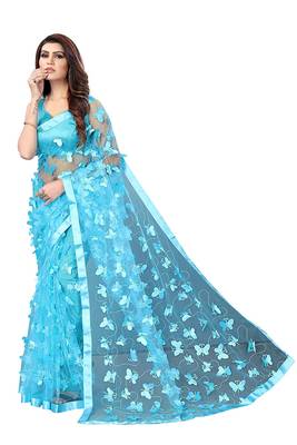 Women's Net Embroidered Saree Titli Firoji 3