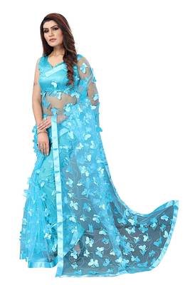 Women's Net Embroidered Saree Titli Firoji 4