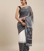 CLASSICATE from the house of The Chennai Silks Off White Linen Blend Printed Saree With Running Blouse