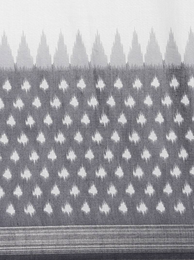 CLASSICATE from the house of The Chennai Silks Off White Linen Blend Printed Saree With Running Blouse