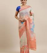 CLASSICATE from the house of The Chennai Silks Multicolor Linen Blend Printed Saree With Running Blouse