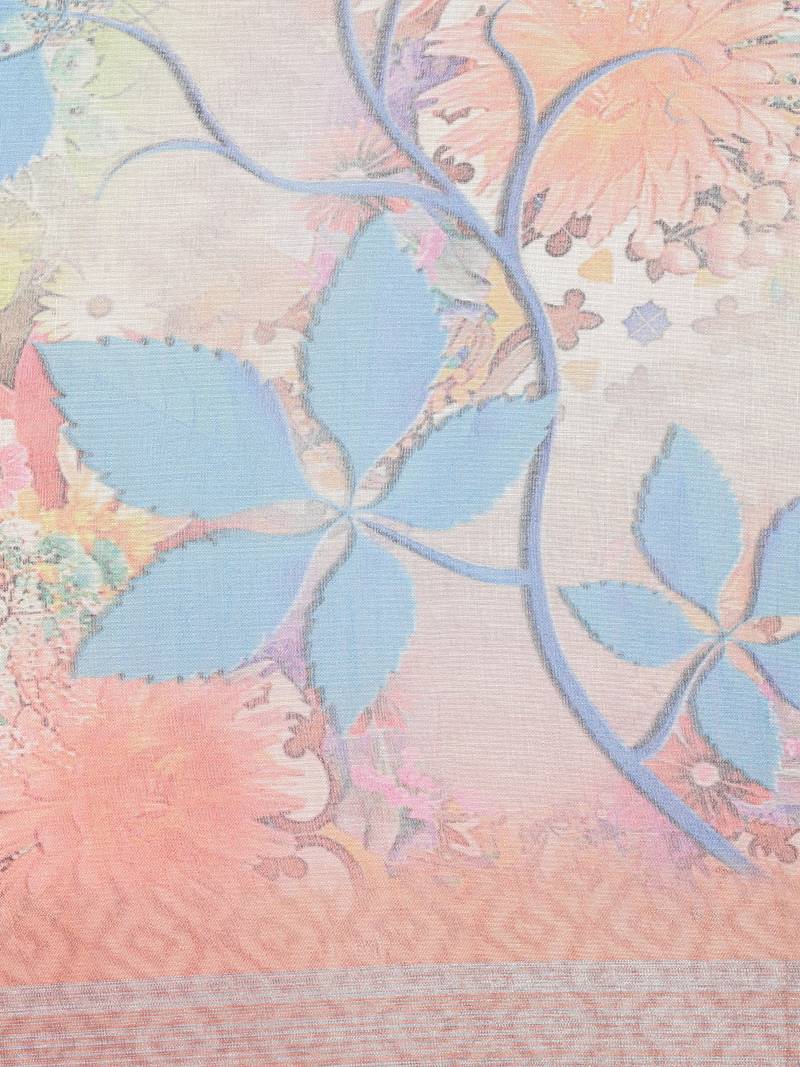 CLASSICATE from the house of The Chennai Silks Multicolor Linen Blend Printed Saree With Running Blouse