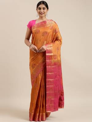 CLASSICATE from the house of The Chennai Silks Mustard Taffeta Saree With Running Blouse 1