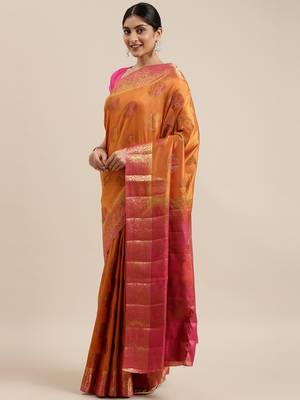 CLASSICATE from the house of The Chennai Silks Mustard Taffeta Saree With Running Blouse 2