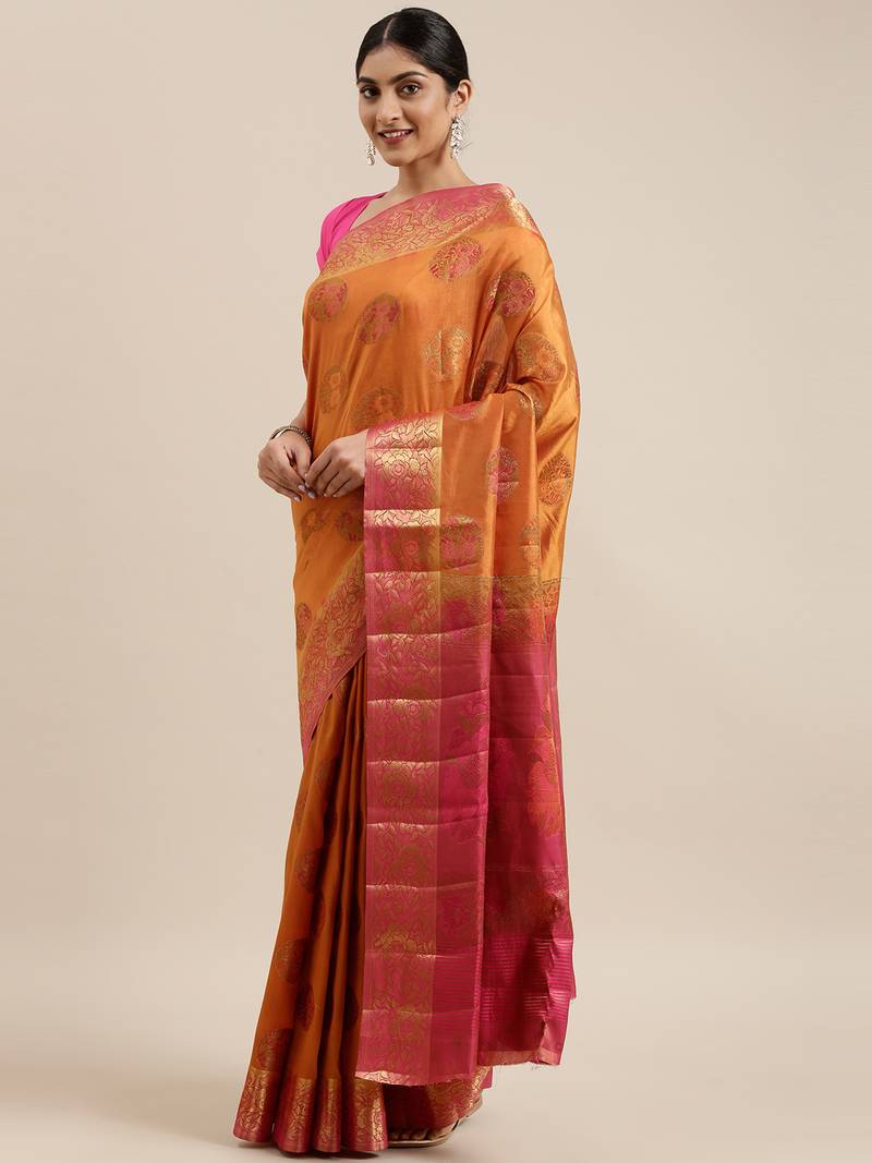 CLASSICATE from the house of The Chennai Silks Mustard Taffeta Saree With Running Blouse