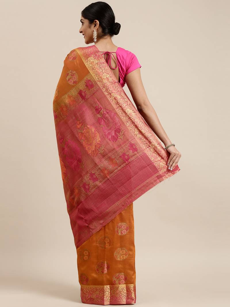 CLASSICATE from the house of The Chennai Silks Mustard Taffeta Saree With Running Blouse