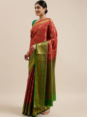 CLASSICATE from the house of The Chennai Silks Maroon Patola Silk Saree With Running Blouse 2