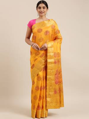 CLASSICATE from the house of The Chennai Silks Yellow Taffeta Saree With Running Blouse 1