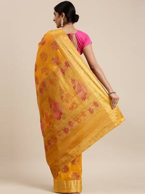 CLASSICATE from the house of The Chennai Silks Yellow Taffeta Saree With Running Blouse 3