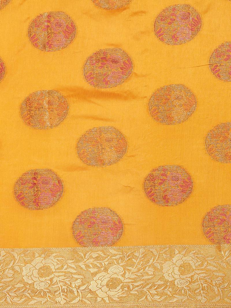 CLASSICATE from the house of The Chennai Silks Yellow Taffeta Saree With Running Blouse