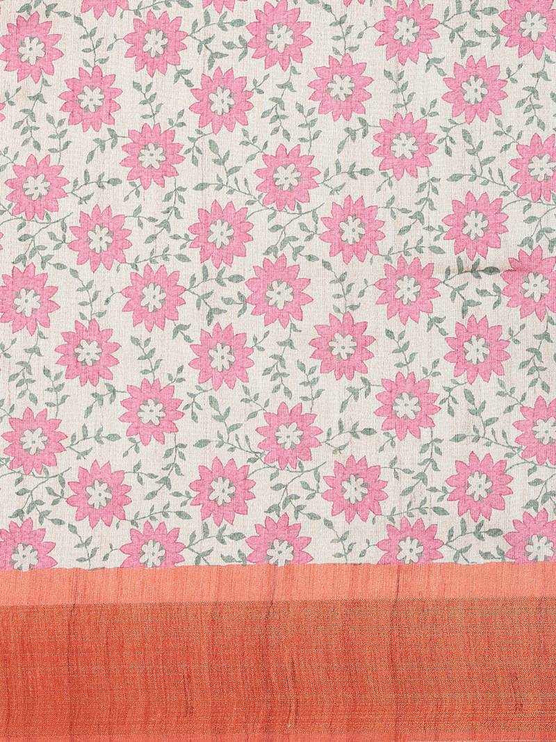 CLASSICATE from the house of The Chennai Silks Beige Printed Dupion Saree With Running Blouse