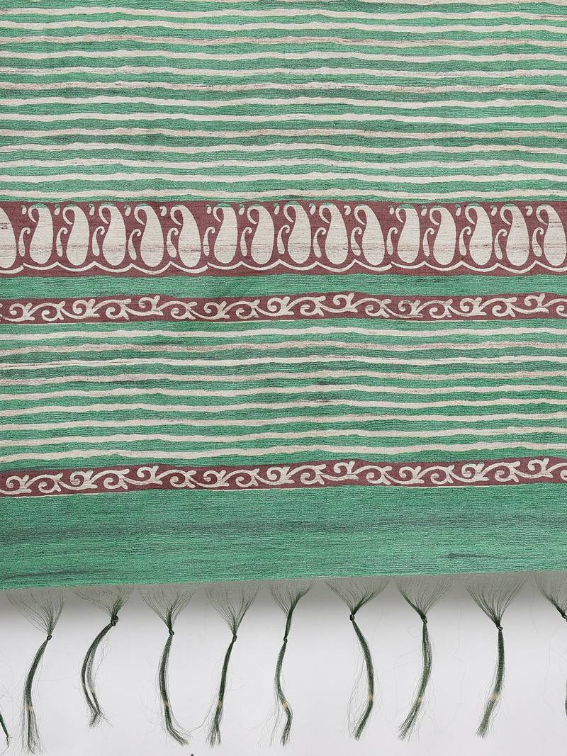 CLASSICATE from the house of The Chennai Silks Orange Printed Dupion Saree With Running Blouse