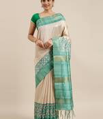CLASSICATE from the house of The Chennai Silks Beige Printed Dupion Saree With Running Blouse