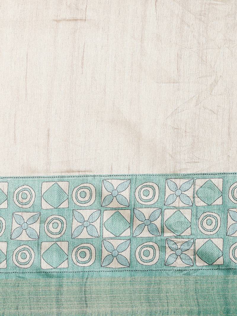 CLASSICATE from the house of The Chennai Silks Beige Printed Dupion Saree With Running Blouse