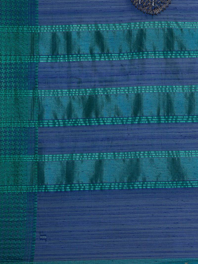 CLASSICATE from the house of The Chennai Silks Blue Embroidered Jute Cotton Saree With Running Blouse
